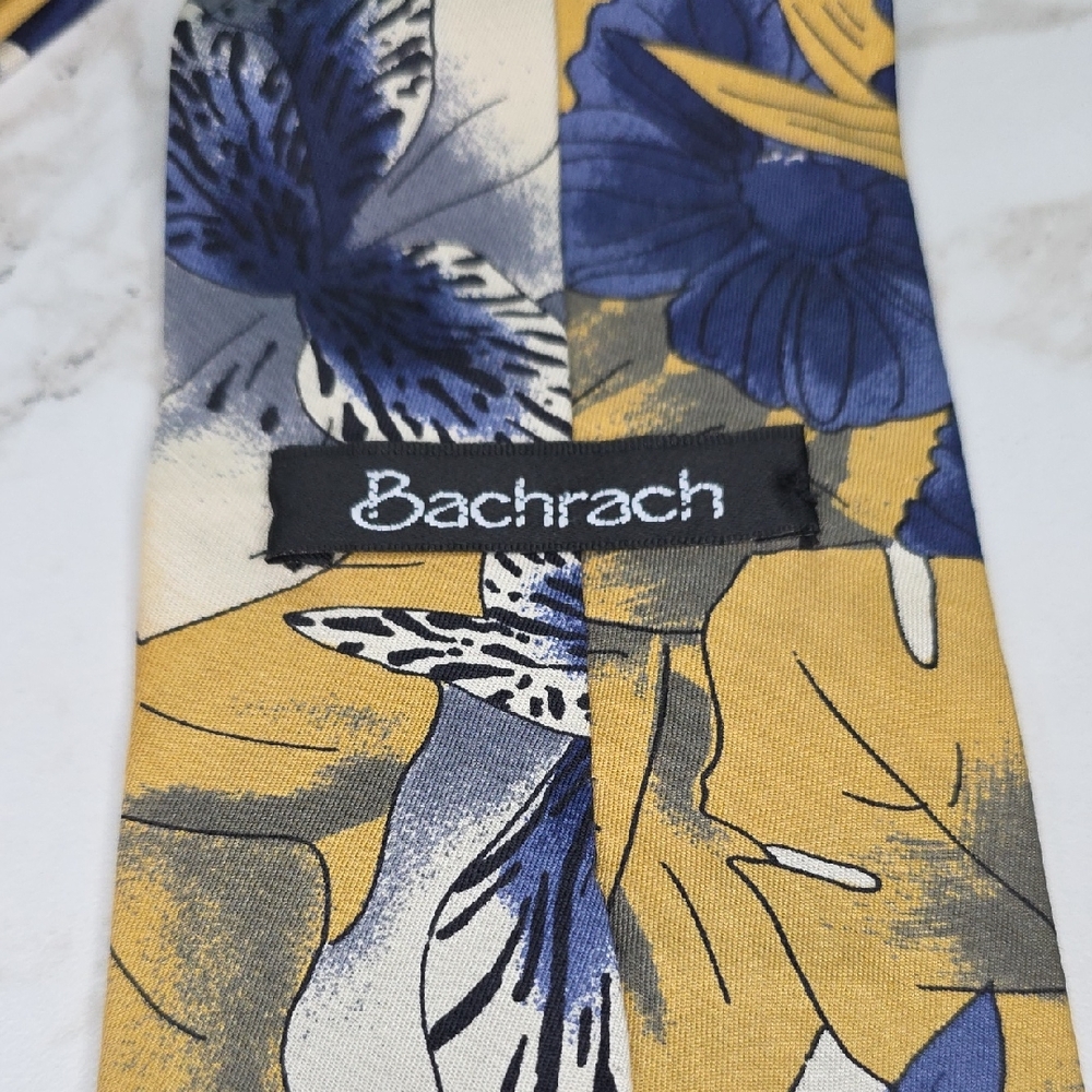 Bachrach Navy and Mustard Floral Tie